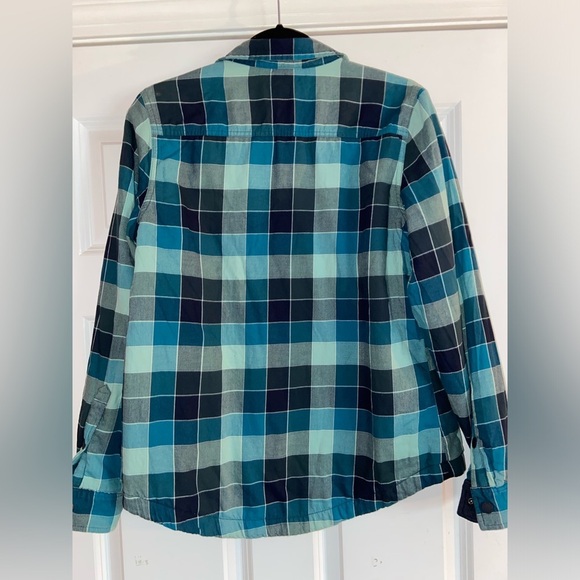 L.L. Bean Women’s Small Blue and Green Lined Flannel - Picture 5 of 5